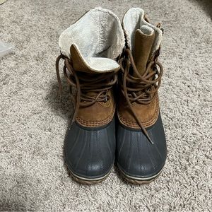 Sorel Waterproof Winter Fancy Boots Lace Up Mid Calf Brown Size 8 Women’s
